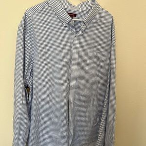 Men’s Red House Button Up Blue and White Checkered Patter